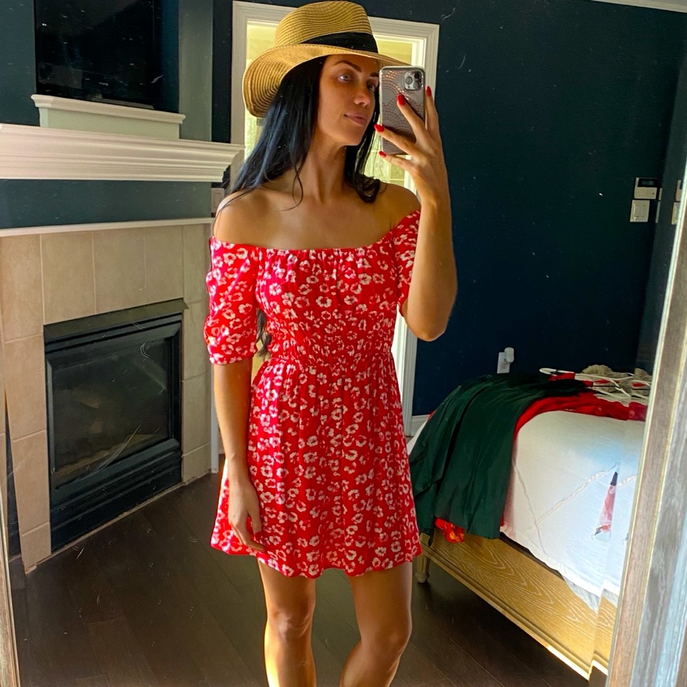 Red OTS sun dress